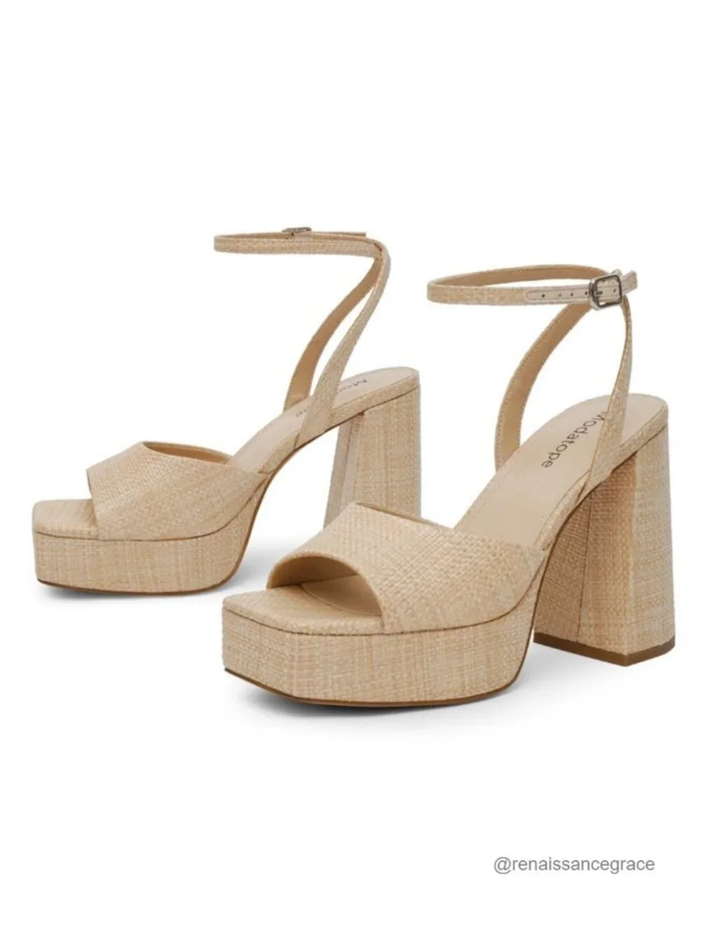 Chunky Platform Heels Open Toe Ankle Strap Sandals PU Leather